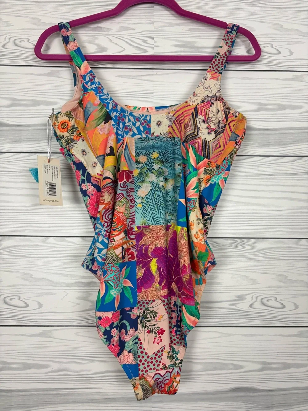Johnny Was Barcelona patchwork one piece swimsuit size XL NWT - Picture 8 of 10